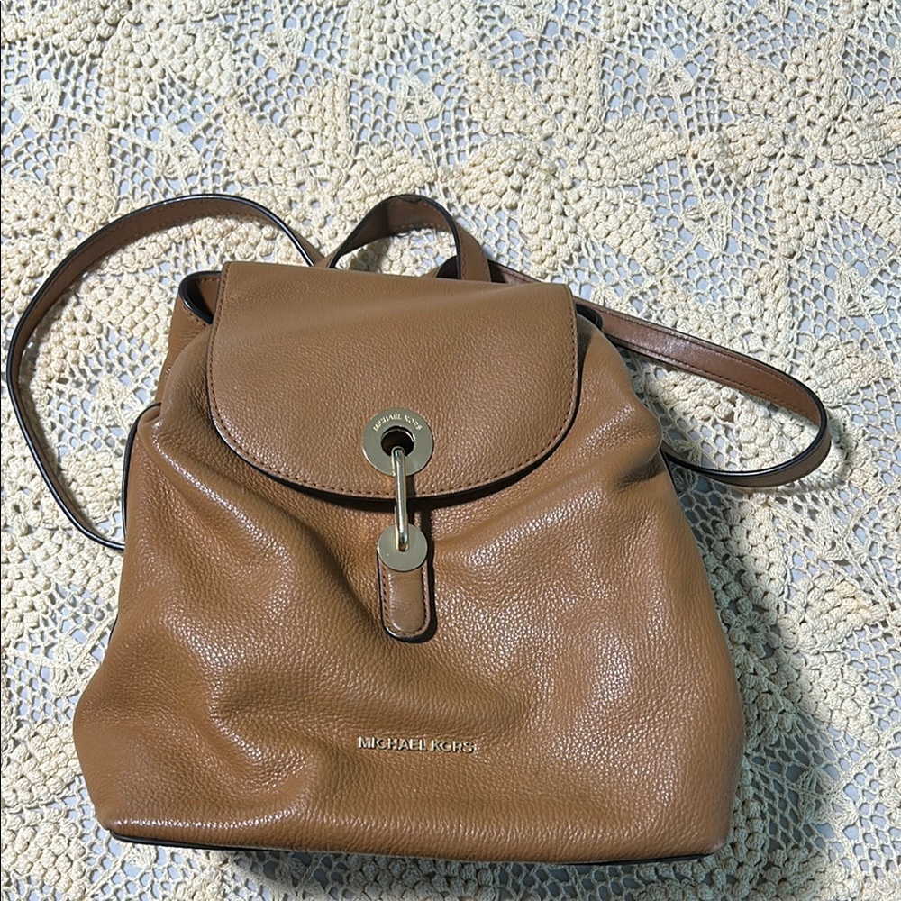 Michael Kors Brown Leather Backpack with Adjustable Straps